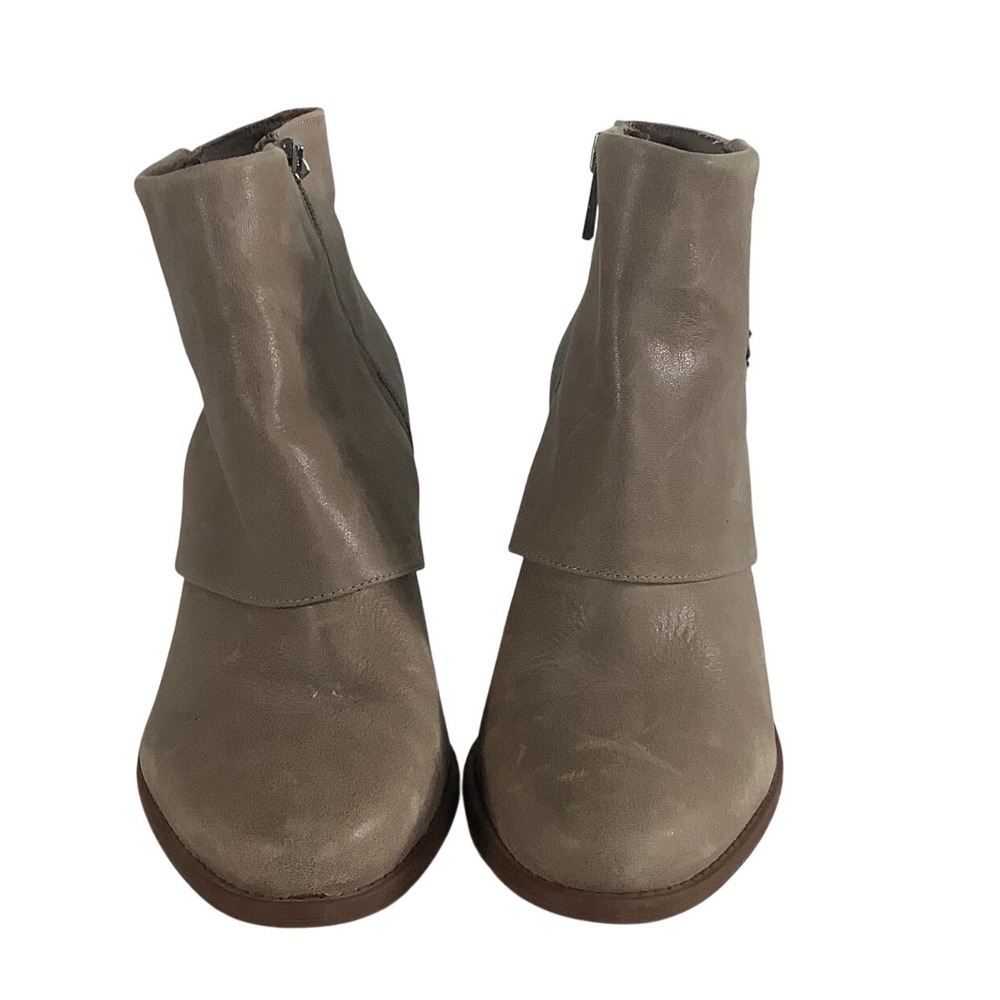 Jessica Simpson Taupe Leather Buckle Ankle Boots Block Heel Size 8.5M